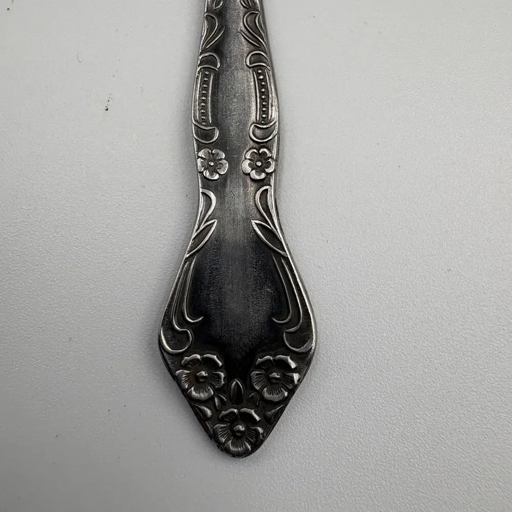 Vintage Supreme Stainless Japan Flat End Spoon Floral Pattern 5.75